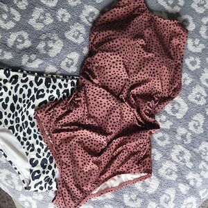 Kona Sol Pink and Black One-Piece Swimsuit